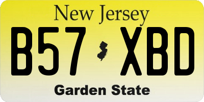 NJ license plate B57XBD
