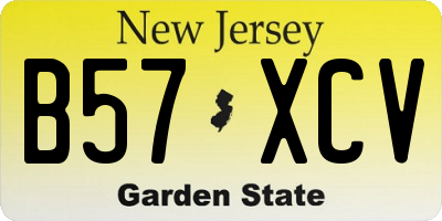 NJ license plate B57XCV