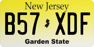 NJ license plate B57XDF