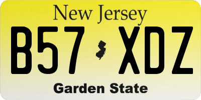 NJ license plate B57XDZ