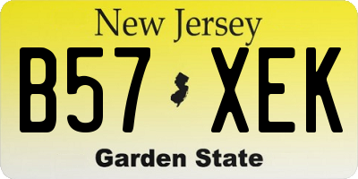 NJ license plate B57XEK