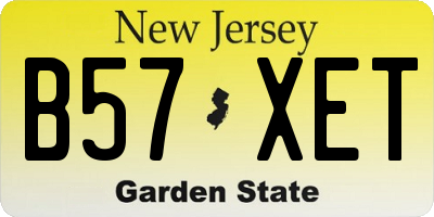 NJ license plate B57XET