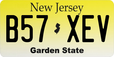 NJ license plate B57XEV