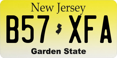 NJ license plate B57XFA
