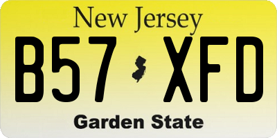 NJ license plate B57XFD
