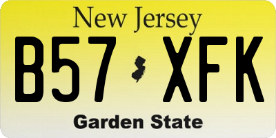 NJ license plate B57XFK