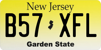 NJ license plate B57XFL