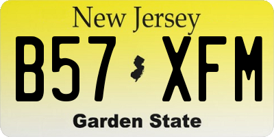 NJ license plate B57XFM
