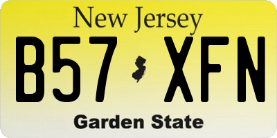 NJ license plate B57XFN