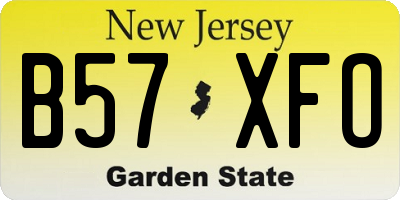 NJ license plate B57XFO