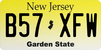 NJ license plate B57XFW