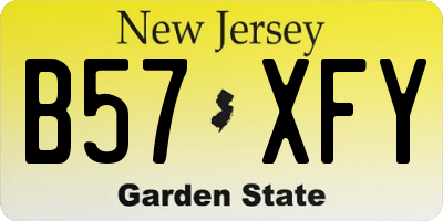 NJ license plate B57XFY