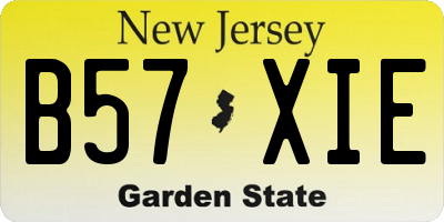 NJ license plate B57XIE