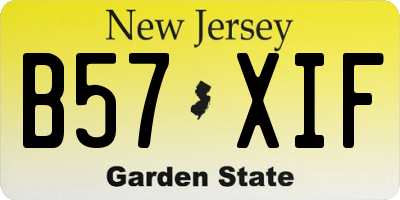 NJ license plate B57XIF