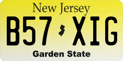 NJ license plate B57XIG