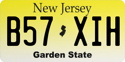 NJ license plate B57XIH