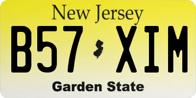 NJ license plate B57XIM