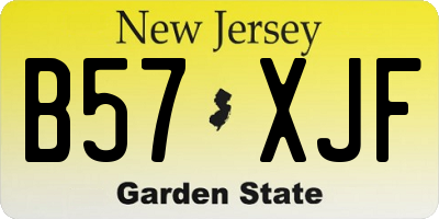 NJ license plate B57XJF