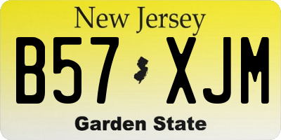 NJ license plate B57XJM