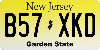 NJ license plate B57XKD
