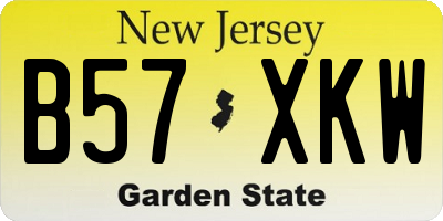 NJ license plate B57XKW