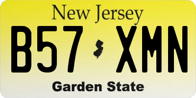 NJ license plate B57XMN