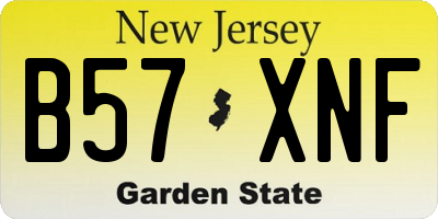 NJ license plate B57XNF