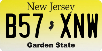 NJ license plate B57XNW