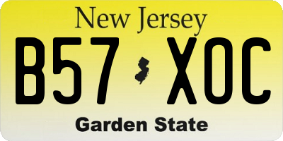 NJ license plate B57XOC
