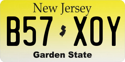 NJ license plate B57XOY