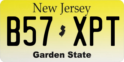 NJ license plate B57XPT