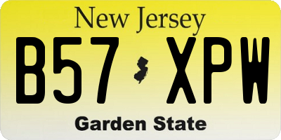 NJ license plate B57XPW