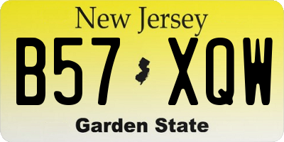 NJ license plate B57XQW