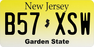 NJ license plate B57XSW