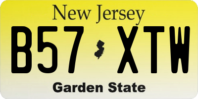 NJ license plate B57XTW