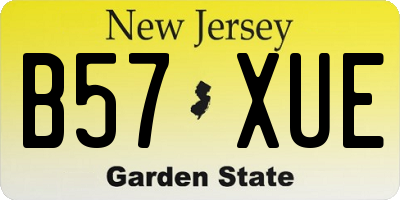 NJ license plate B57XUE