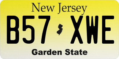 NJ license plate B57XWE