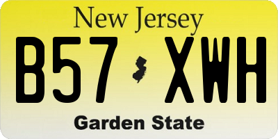 NJ license plate B57XWH