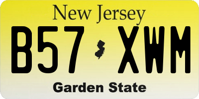 NJ license plate B57XWM