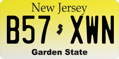 NJ license plate B57XWN