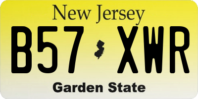 NJ license plate B57XWR