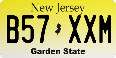 NJ license plate B57XXM
