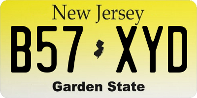 NJ license plate B57XYD