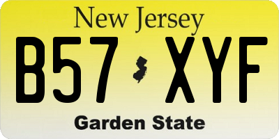 NJ license plate B57XYF