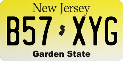 NJ license plate B57XYG
