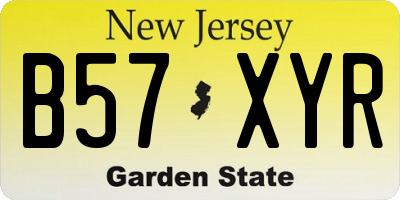 NJ license plate B57XYR