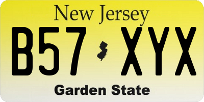 NJ license plate B57XYX