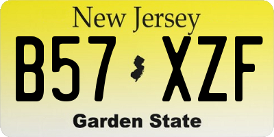 NJ license plate B57XZF