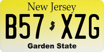 NJ license plate B57XZG