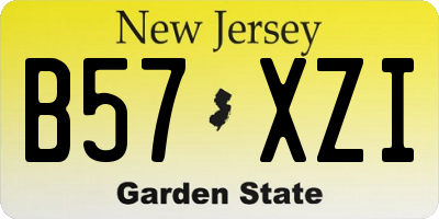 NJ license plate B57XZI
